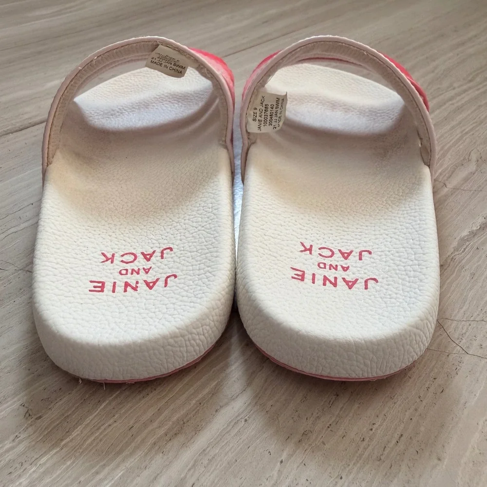 Janie and Jack Ombre Pool Slide Multi Strap Pink Red Beach Summer Vacation 9 EUC